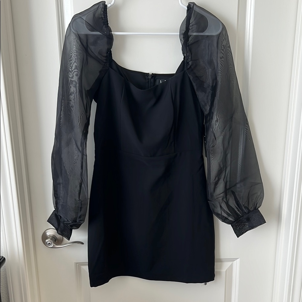 Lulu's Black Sheath Dress with Bishop Sleeves